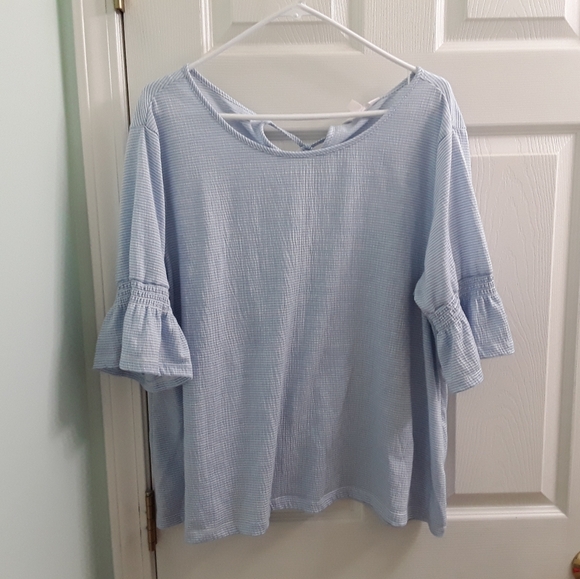 Lauren Conrad Striped Bell Sleeve Top - Picture 1 of 7
